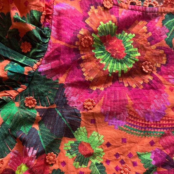 Farm Rio Blooming Garden Blouse Orange Floral Size Medium NWT Boho Top - Picture 3 of 9